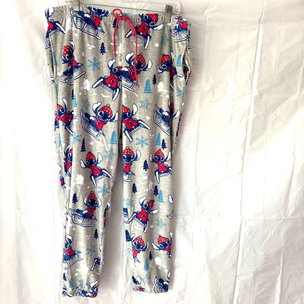LILO and Stitch pajama Joggers with Red and Blue Cartoon Print SZ XL NWOT